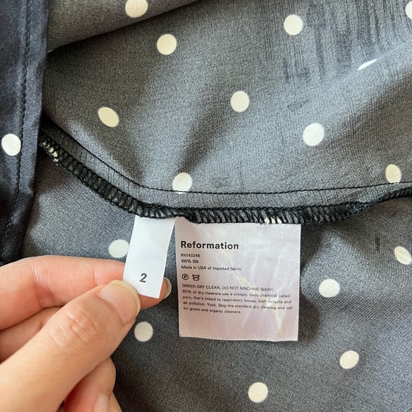 Reformation 2 Lane Silk Polka Dot Wrap Style Mini Dress - Picture 11 of 13